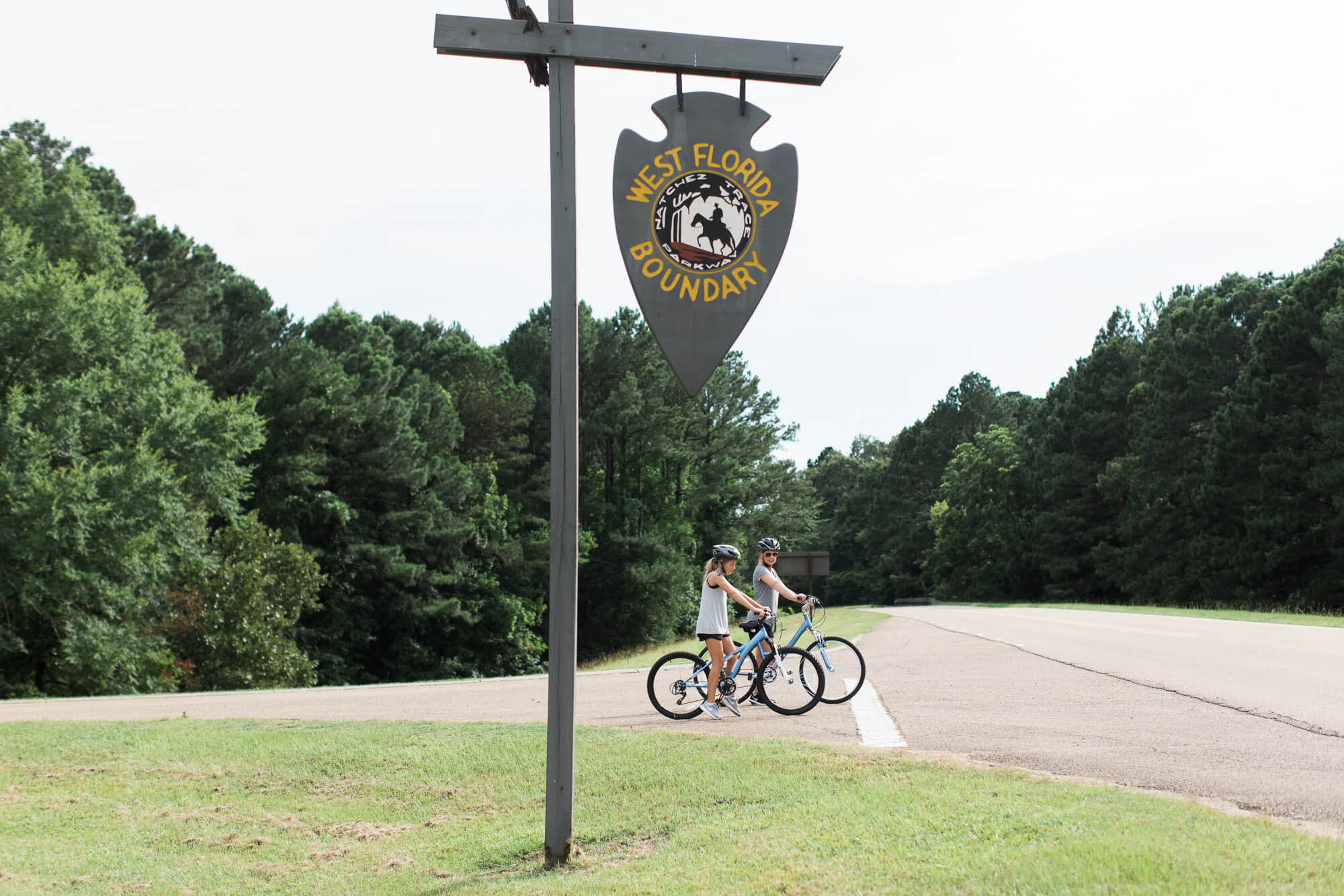 mom and daughter riding bikes on Natchez Trace Trail